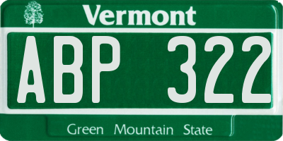 VT license plate ABP322