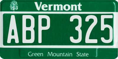 VT license plate ABP325