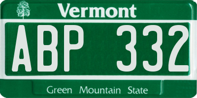 VT license plate ABP332