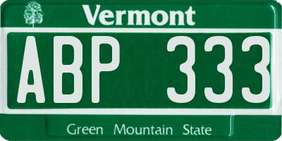 VT license plate ABP333