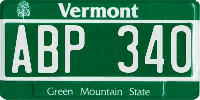 VT license plate ABP340