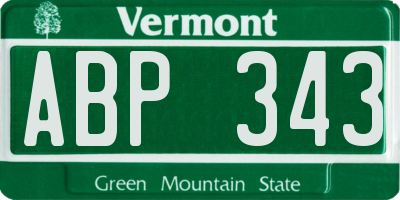 VT license plate ABP343