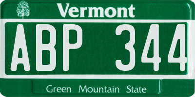 VT license plate ABP344