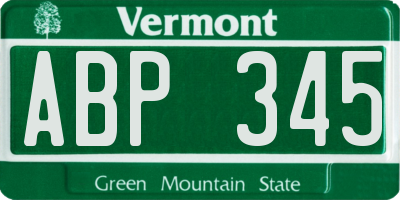 VT license plate ABP345