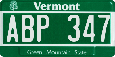 VT license plate ABP347