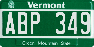 VT license plate ABP349