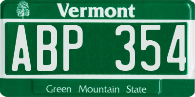 VT license plate ABP354