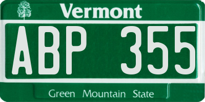 VT license plate ABP355