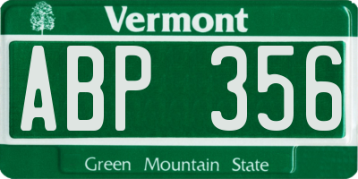 VT license plate ABP356