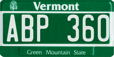 VT license plate ABP360