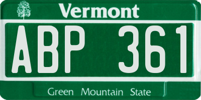 VT license plate ABP361