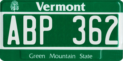 VT license plate ABP362