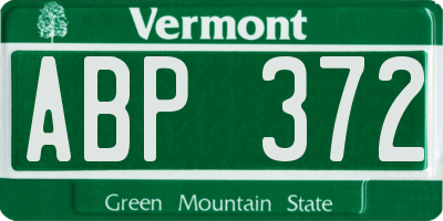 VT license plate ABP372