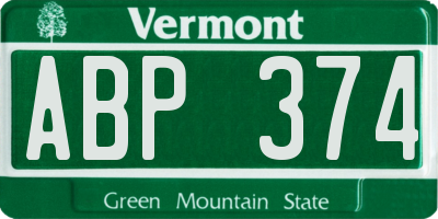 VT license plate ABP374