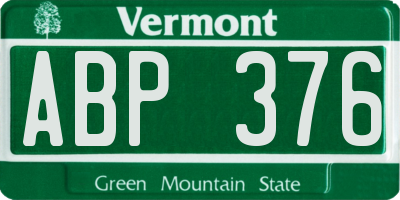 VT license plate ABP376