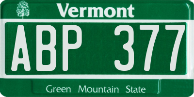 VT license plate ABP377