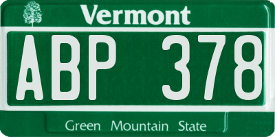 VT license plate ABP378