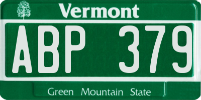 VT license plate ABP379