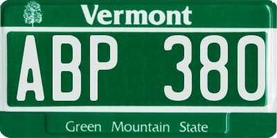 VT license plate ABP380