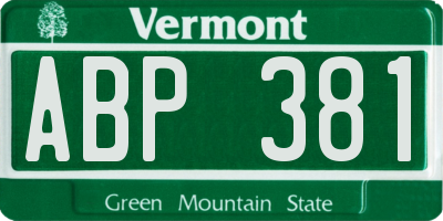 VT license plate ABP381