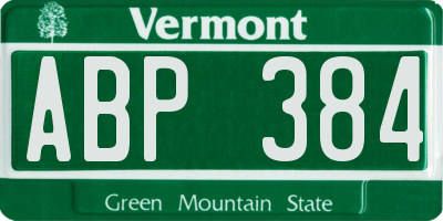 VT license plate ABP384