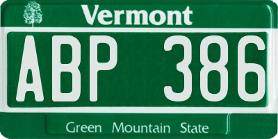 VT license plate ABP386