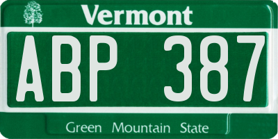 VT license plate ABP387