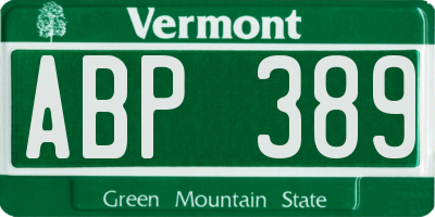 VT license plate ABP389