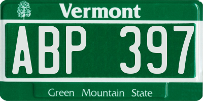 VT license plate ABP397