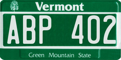 VT license plate ABP402