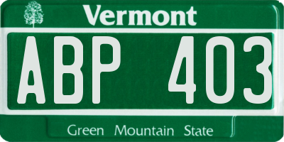 VT license plate ABP403