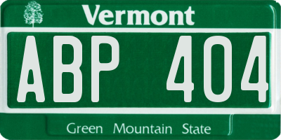 VT license plate ABP404