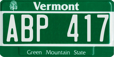 VT license plate ABP417