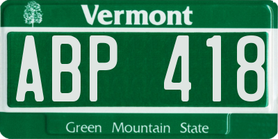 VT license plate ABP418