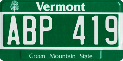 VT license plate ABP419