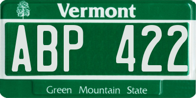 VT license plate ABP422