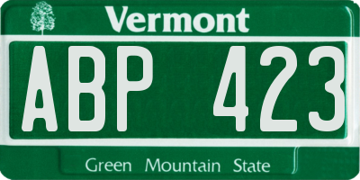 VT license plate ABP423