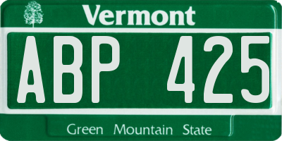 VT license plate ABP425