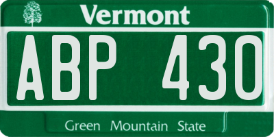 VT license plate ABP430