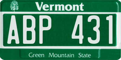 VT license plate ABP431