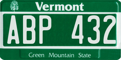 VT license plate ABP432