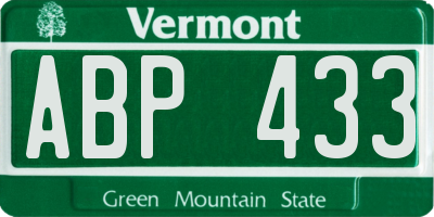VT license plate ABP433