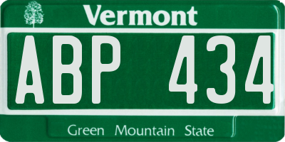 VT license plate ABP434