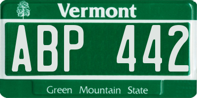 VT license plate ABP442