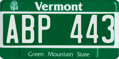 VT license plate ABP443