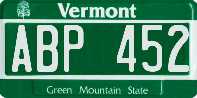 VT license plate ABP452