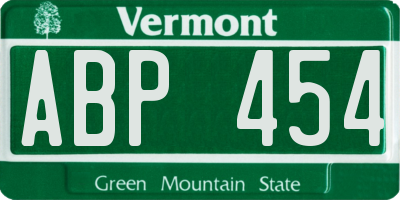 VT license plate ABP454