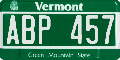 VT license plate ABP457