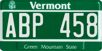 VT license plate ABP458