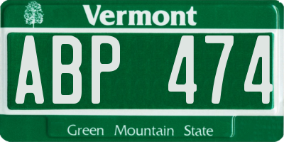 VT license plate ABP474